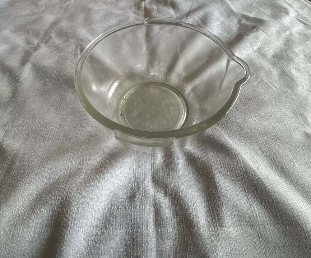Vintage Glasbake Clear Glass Mixing Bowl with Pour Spout